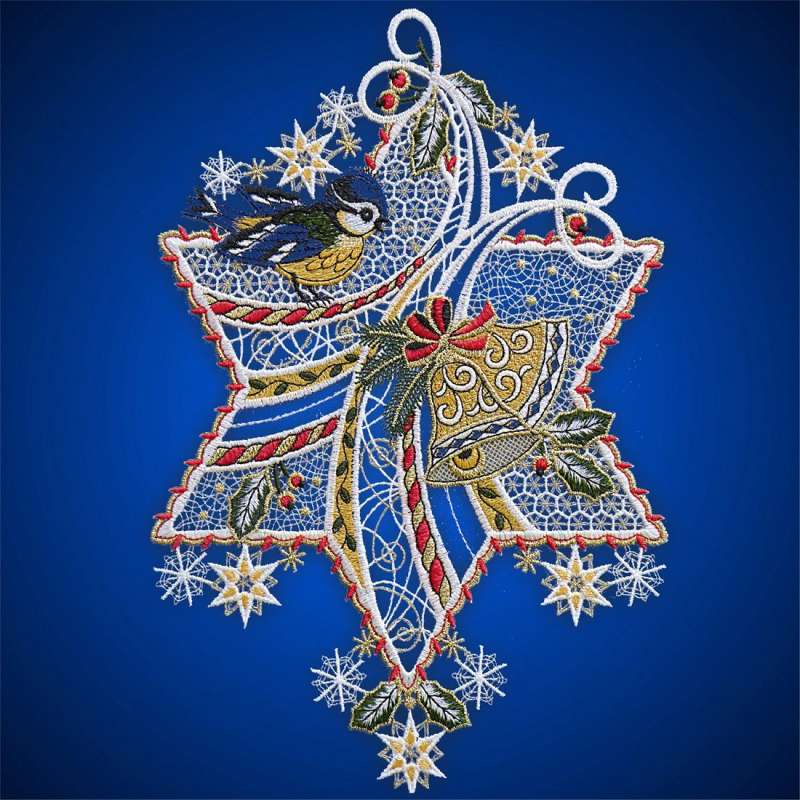 weihnachtliches Fensterbild Blaumeise mit Stern